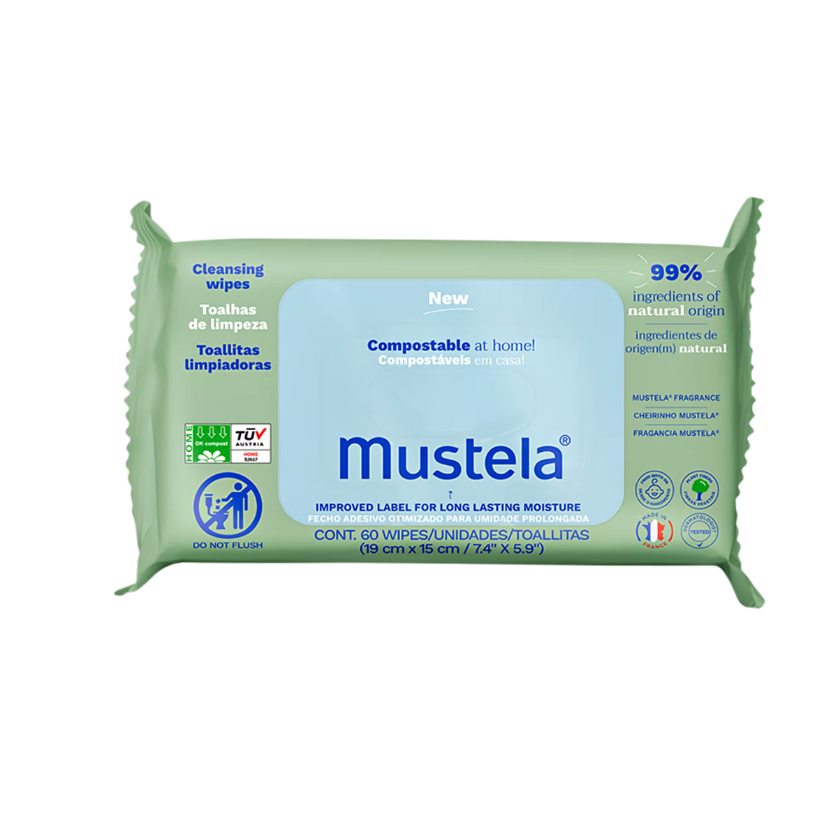 Mustela Troca de Fralda Com Perfume - Lenço Umedecido (60 Unidades)